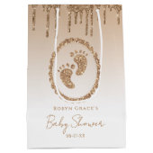 Gold Glitzer Tropfen Baby Showbeutel Mittlere Geschenktüte (Rückseite)