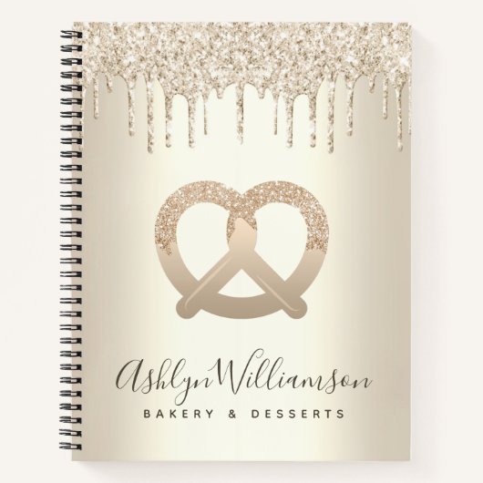Gold Glitzer Tropfen Bäckerei Catering Konditorei Notizblock (Vorderseite)