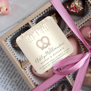 Gold Glitzer Tropfen Bäckerei Catering Konditorei  Quadratischer Aufkleber