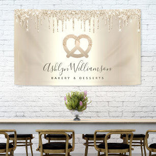 Gold Glitzer Tropfen Bäckerei Nachtisch Konditorei Banner