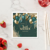Gold Glitzer Tropfen Balloons Green Sweet 16 Serviette (Beispiel)