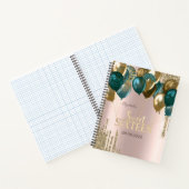 Gold Glitzer Tropfen Balloons Rose Gold Sweet 16 Notizblock (Innenseite)