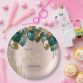 Gold Glitzer Tropfen Balloons Rose Gold Sweet 16 Pappteller (Party)