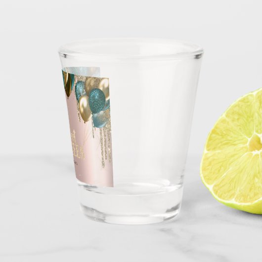 Gold Glitzer Tropfen Balloons Rose Gold Sweet 16 Schnapsglas (Rechts)