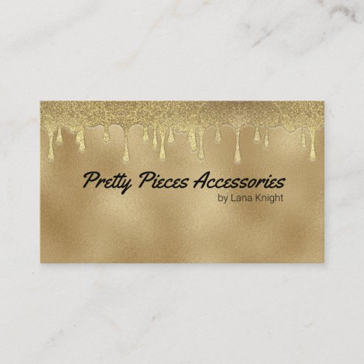 Gold Glitzer Tropfen Bekleidung Boutique oder Schm Visitenkarte (Vorderseite)