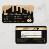 Gold Glitzer Tropfen Black Credit Gift Certificate Visitenkarte (Vorne/Hinten)