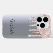 Gold-Glitzer-Tropfen der Silber-Rose Case-Mate iPhone Hülle (Rückseite (Horizontal))