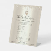 Gold Glitzer Tropfen Dessert Süßigkeiten Menü Prei Sockelschild (Vorderseite)