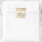 Gold Glitzer Tropfen, DIY Name, Monogramm Titel Sc Quadratischer Aufkleber (Tasche)