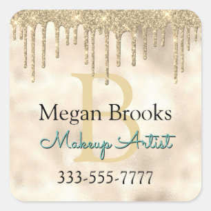 Gold Glitzer Tropfen, DIY Name, Monogramm Titel Sc Quadratischer Aufkleber