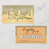 Gold Glitzer Tropfen Friseur Schönheitssalon Loyal Visitenkarte (Vorne/Hinten)