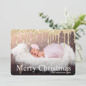 Gold Glitzer Tropfen Frohe Weihnachten Foto (Stehend Vorderseite)