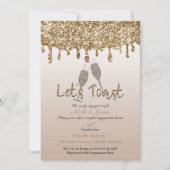 Gold Glitzer Tropfen Glam Brunch Verlobung Dusche Einladung (Vorderseite)