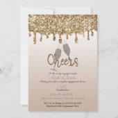 Gold Glitzer Tropfen Glam Bubbly Verlobung Dusche Einladung (Vorderseite)