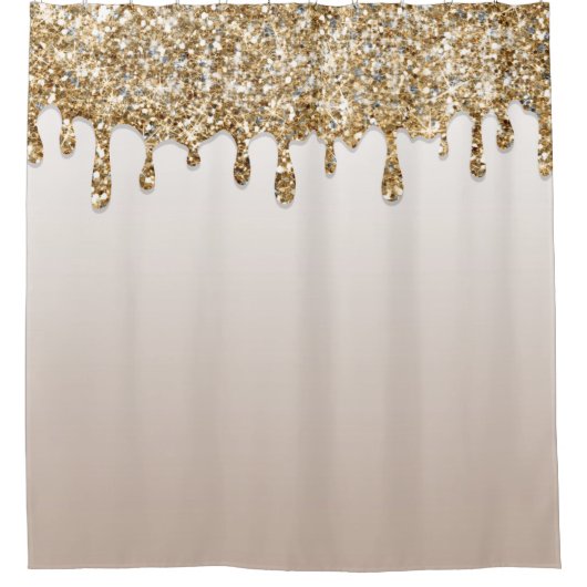 Gold Glitzer Tropfen Glam Girly Glam Trendy Sparkl Duschvorhang (Vorderseite)