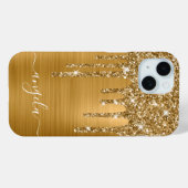 Gold Glitzer Tropfen Glam Girly Signature Case-Mate iPhone Hülle (Rückseite (Horizontal))