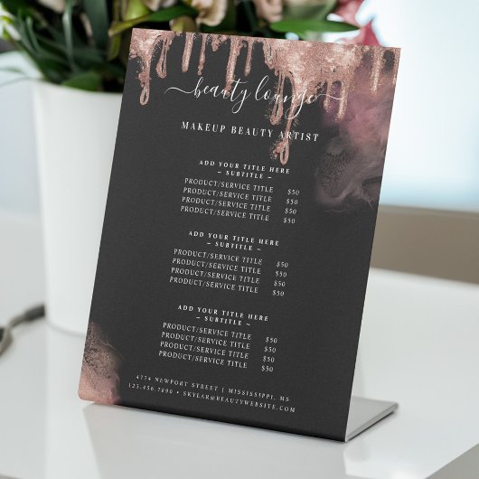 Gold Glitzer Tropfen Glam Makeuty Service List Sockelschild