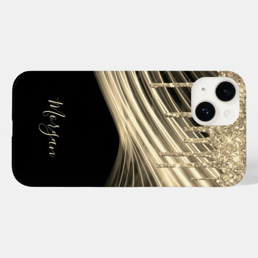 Gold-Glitzer-Tropfen, Goldene Lichtstrahlen, Goldn Case-Mate iPhone Hülle (Rückseite (Horizontal))