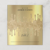 Gold Glitzer Tropfen Hochzeitsempfang Platzkarte (Außenseite Aufgefaltet)