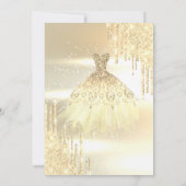 Gold Glitzer Tropfen, Kleid süß 16 Einladung (Rückseite)