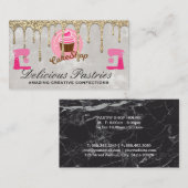 Gold Glitzer Tropfen | Konditorkuchen Visitenkarte (Vorne/Hinten)