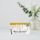 Gold Glitzer Tropfen | Marmor | Whisky | QR-Code Visitenkarte (Stehend Vorderseite)