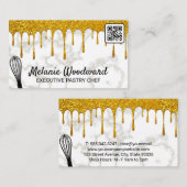Gold Glitzer Tropfen | Marmor | Whisky | QR-Code Visitenkarte (Vorne/Hinten)