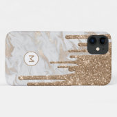 Gold Glitzer Tropfen Mit Monogramm Case-Mate iPhone Hülle (Rückseite (Horizontal))