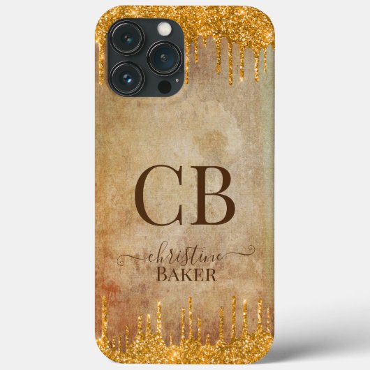 Gold Glitzer Tropfen mit rustikaler Touch Case-Mate iPhone Hülle (Rückseite)