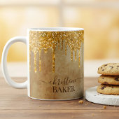 Gold Glitzer Tropfen mit rustikaler Touch Kaffeetasse