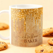 Gold Glitzer Tropfen mit rustikaler Touch Kaffeetasse