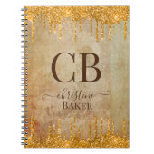 Gold Glitzer Tropfen mit rustikaler Touch Notizblock (Vorderseite)