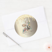 Gold Glitzer Tropfen Mixer Blume Bäckerei Runder Aufkleber (Umschlag)