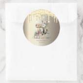 Gold Glitzer Tropfen Mixer Blume Bäckerei Runder Aufkleber (Tasche)