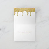 Gold Glitzer Tropfen Moderne Elegante Schrift Dankeskarte (Innenseite)