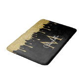 Gold Glitzer Tropfen Monogram Elegante Girly Scrip Badematte (Schrägansicht)