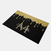Gold Glitzer Tropfen Monogram Elegante Girly Scrip Fußmatte (Schrägansicht)