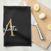 Gold Glitzer Tropfen Monogram Elegante Girly Scrip Geschirrtuch (Viertel Falte)