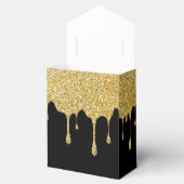 Gold Glitzer Tropfen Monogram Script Name Schwarz Geschenkschachtel (Geöffnet)