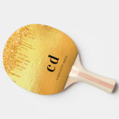Gold Glitzer Tropfen monogramm funkelnd elegant Tischtennis Schläger (Seitenansicht)