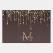 Gold Glitzer Tropfen Personalisiert Monogram Lehre Geschenkpapier Set (Vorderseite 2)