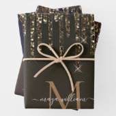 Gold Glitzer Tropfen Personalisiert Monogram Lehre Geschenkpapier Set (Beispiel)