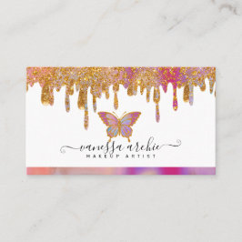 Gold Glitzer Tropfen Rainbow Butterfly Logo Visitenkarte
