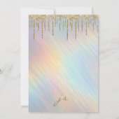 Gold Glitzer Tropfen Rainbow Holographic Wedding Einladung (Rückseite)