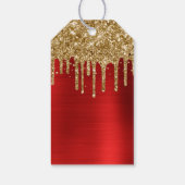 Gold Glitzer Tropfen Red Foil Frohe Weihnachten Geschenkanhänger (Rückseite)