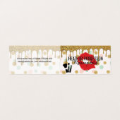 Gold Glitzer Tropfen | Red Kiss | Polka Dot Patter Visitenkarten (Außenseite Aufgefaltet)