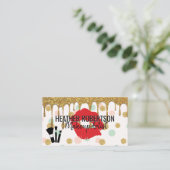 Gold Glitzer Tropfen | Red Kiss | Polka Dots Visitenkarte (Stehend Vorderseite)