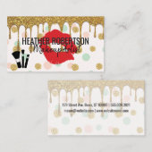 Gold Glitzer Tropfen | Red Kiss | Polka Dots Visitenkarte (Vorne/Hinten)