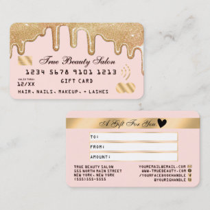 Gold Glitzer Tropfen Rosa Gutscheinschein Visitenkarte