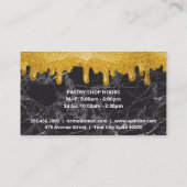 Gold Glitzer Tropfen | Schwarzer Marmor | Whisky Visitenkarte (Rückseite)